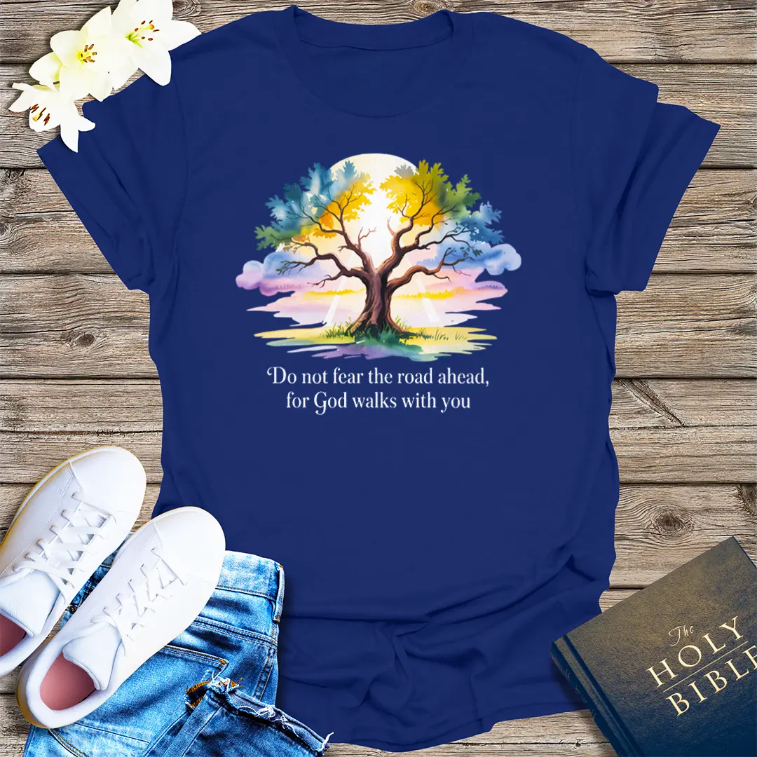 God Walks With You T-Shirt - Navy