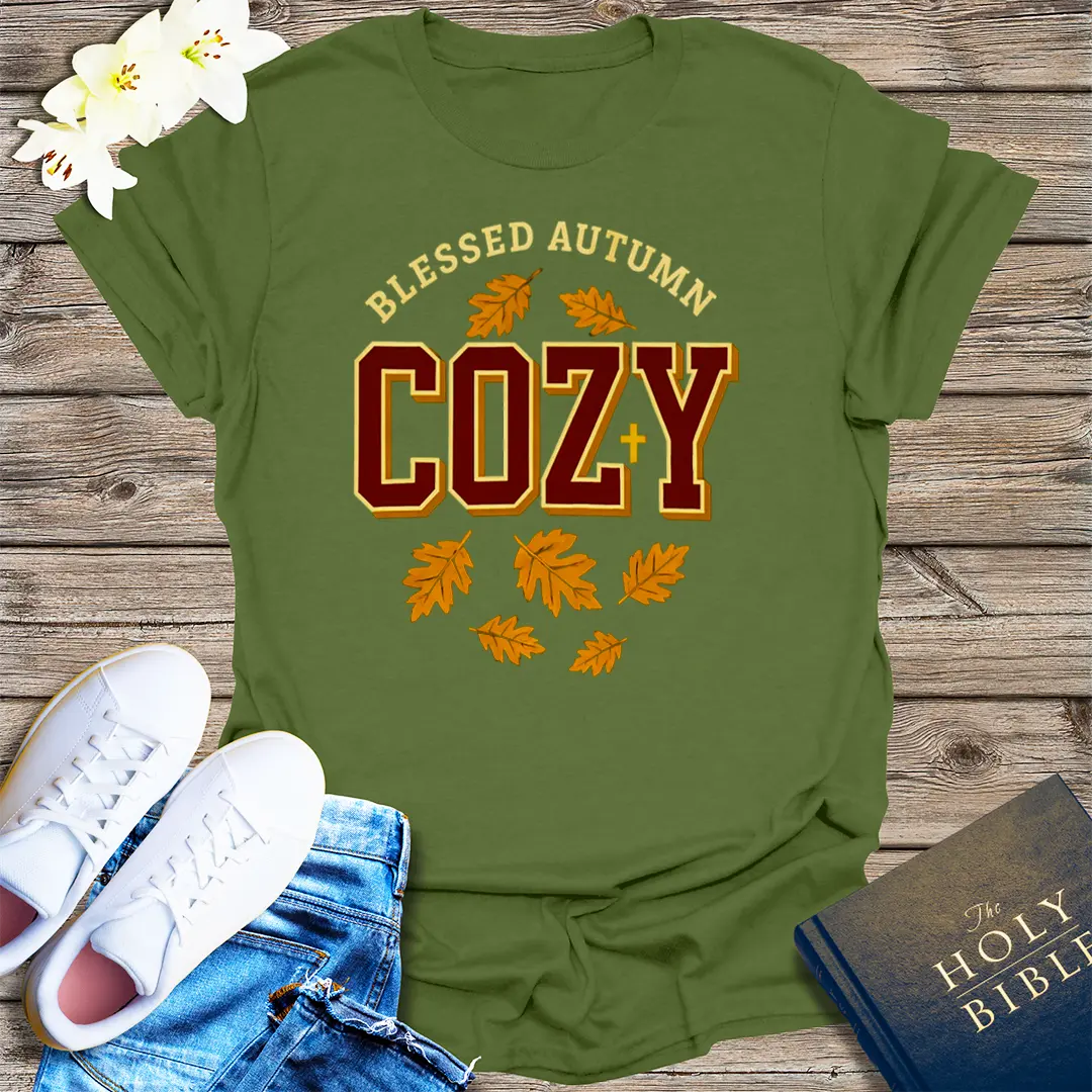 Blessed Autumn Cozy T-Shirt - Military Green