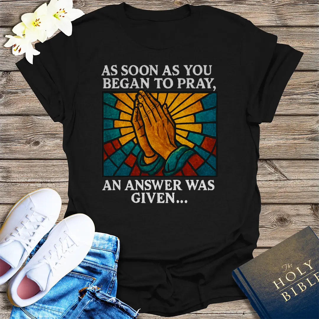 Praying Hands Answered Prayer T-Shirt - Black