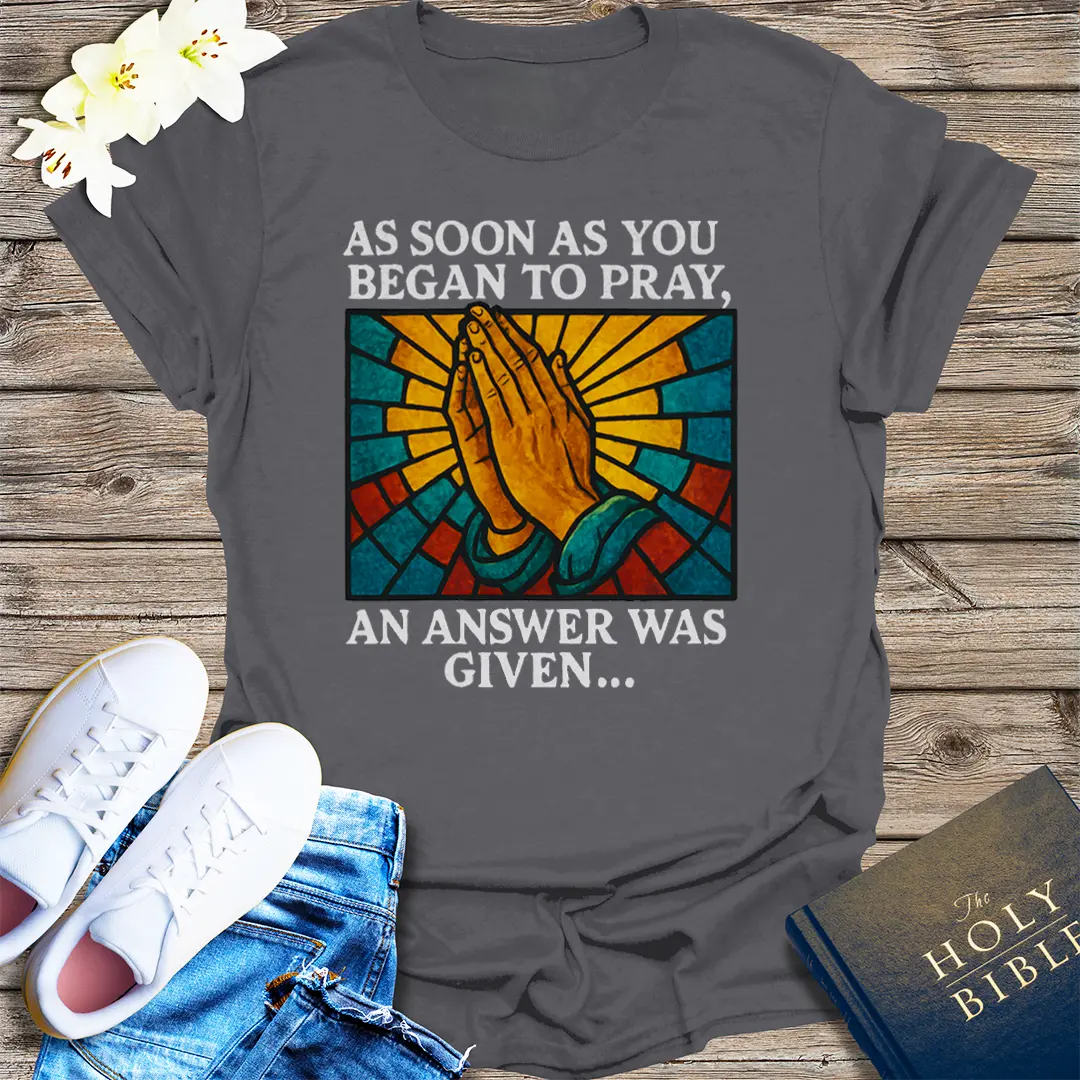 Praying Hands Answered Prayer T-Shirt - Charcoal