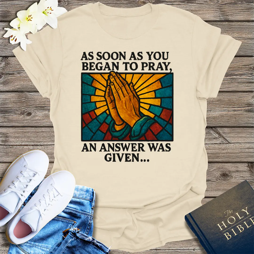Praying Hands Answered Prayer T-Shirt - Natural