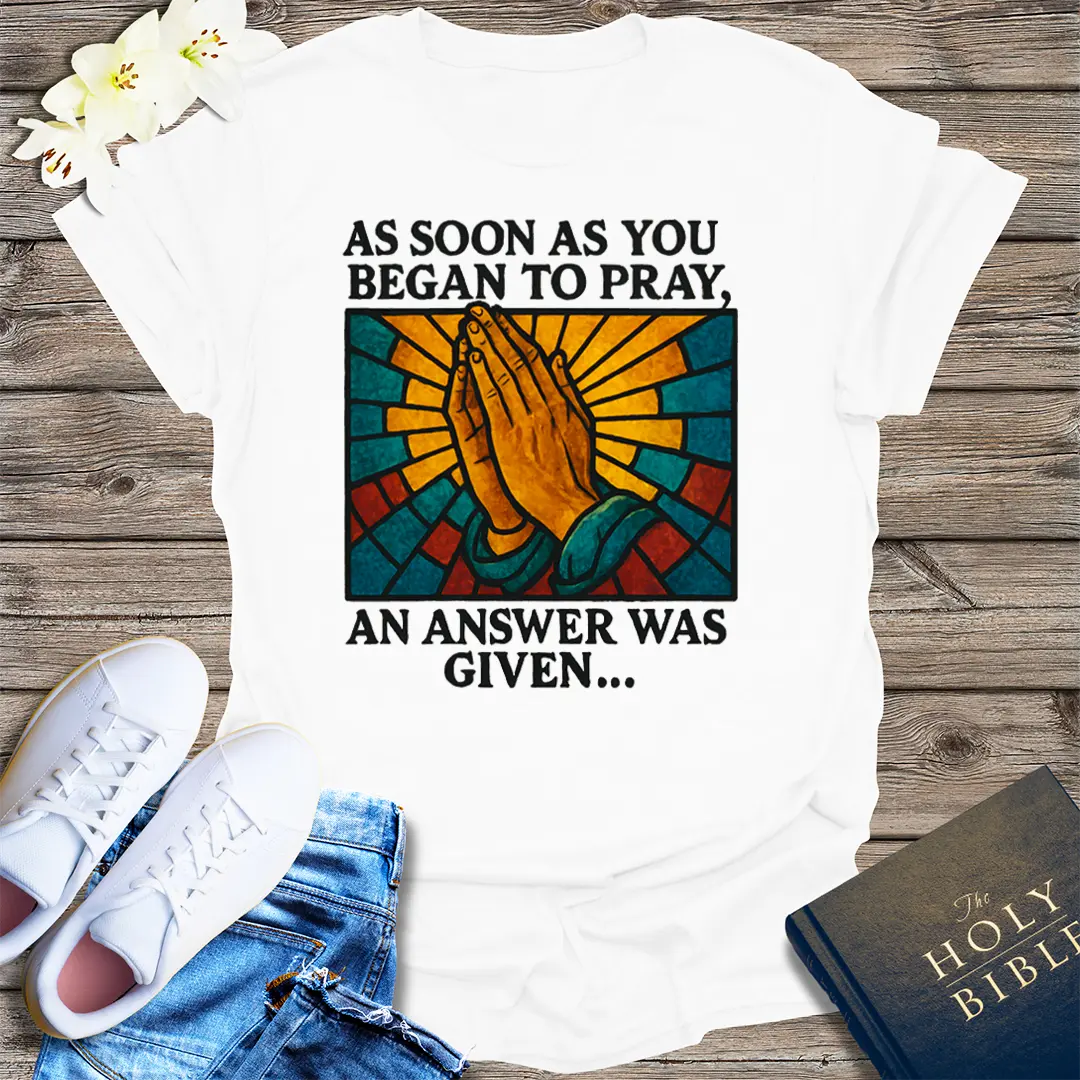 Praying Hands Answered Prayer T-Shirt - White