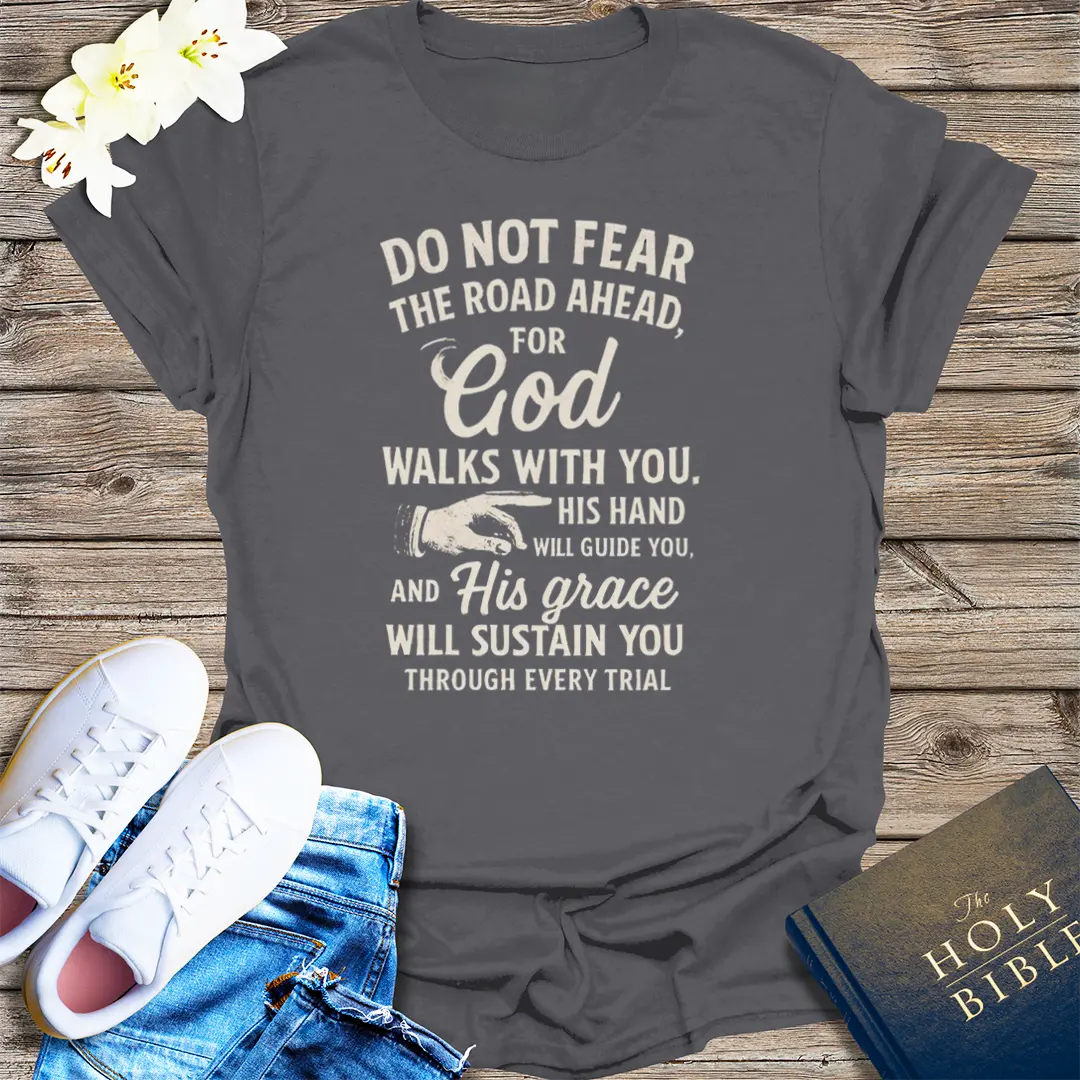 God Walks With You T-Shirt - Charcoal