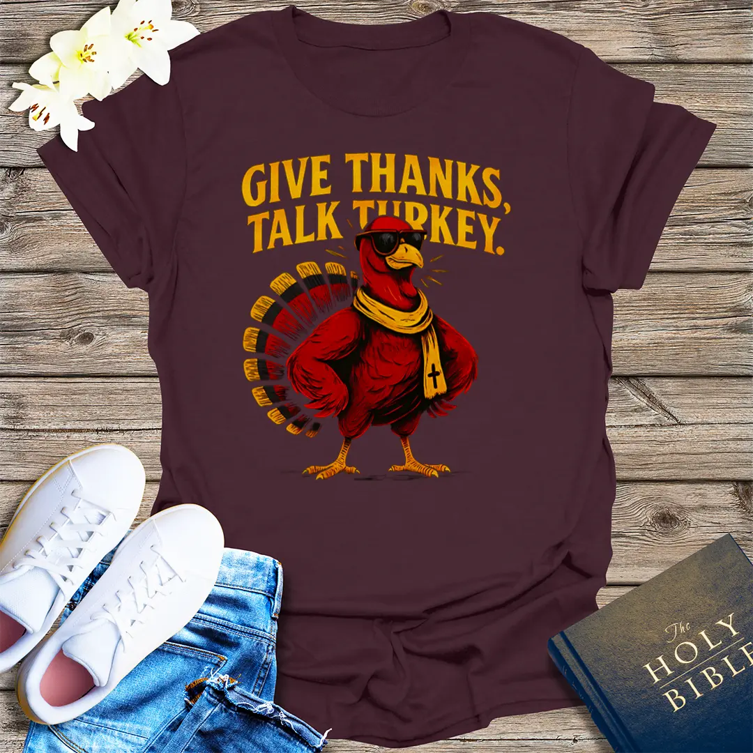 Give Thanks, Talk Turkey T-Shirt - Dark Chocolate