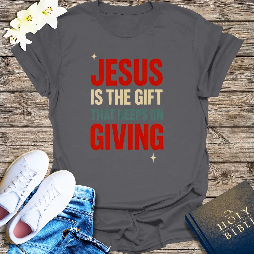 Jesus Keeps On Giving T-Shirt - Charcoal