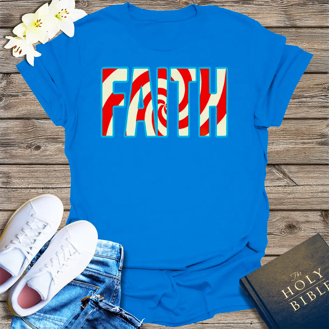 Peppermint Swirl Faith T-Shirt - Royal