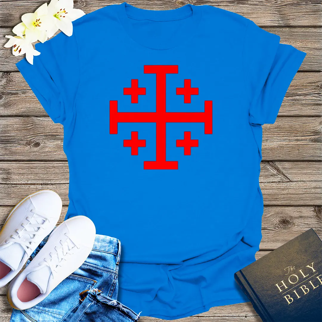 Jerusalem Crusader Cross T-Shirt - Royal