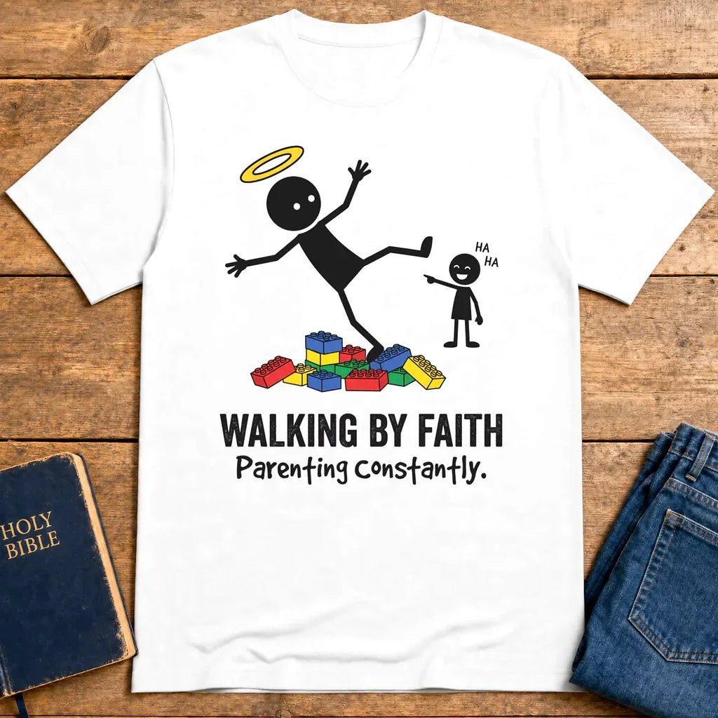 Walking by Faith Parenting T-Shirt - White