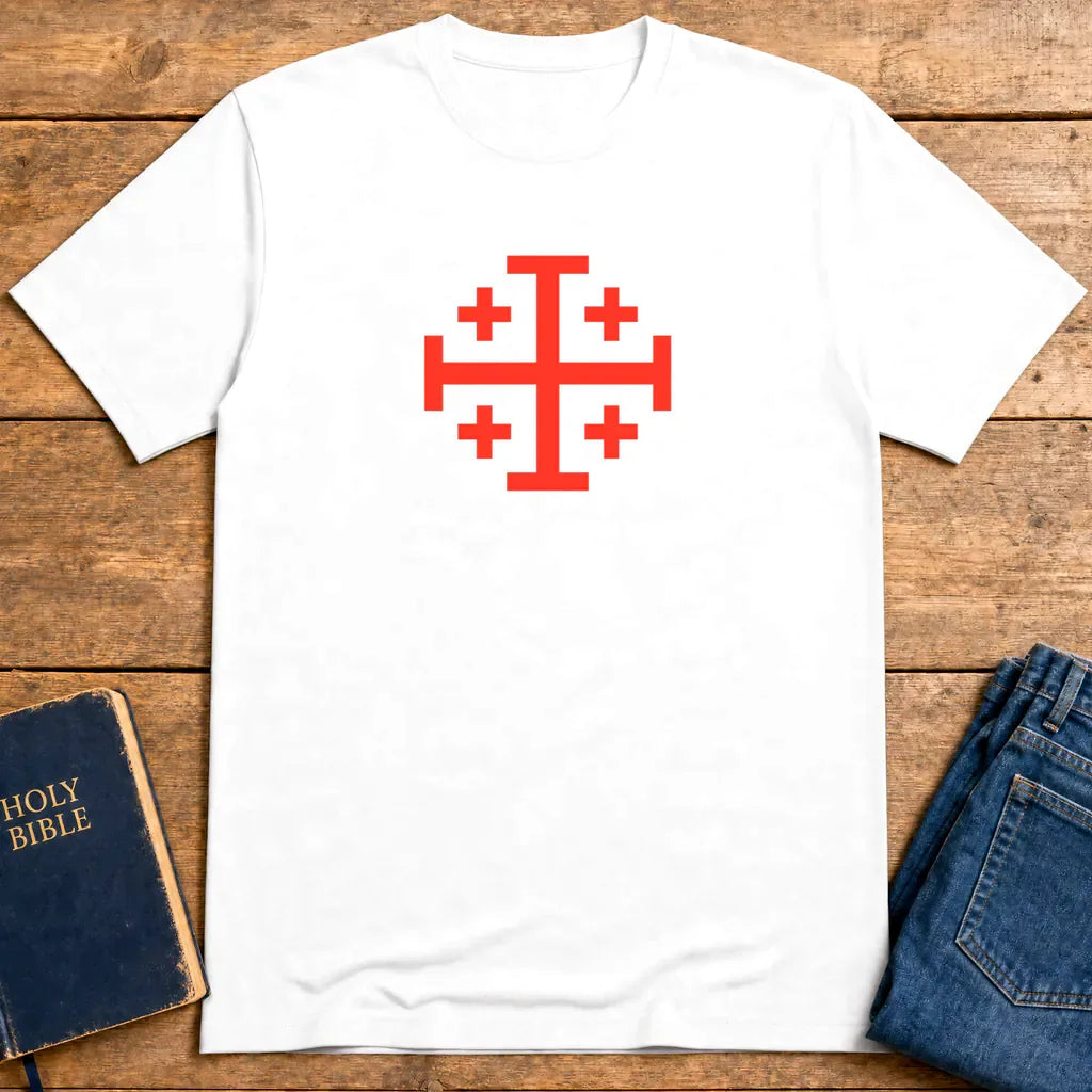 Bold Jerusalem Cross T-Shirt - White