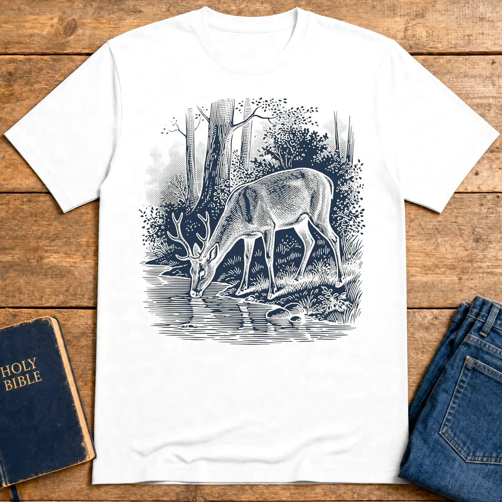As the Deer Finds Peace T-Shirt - White