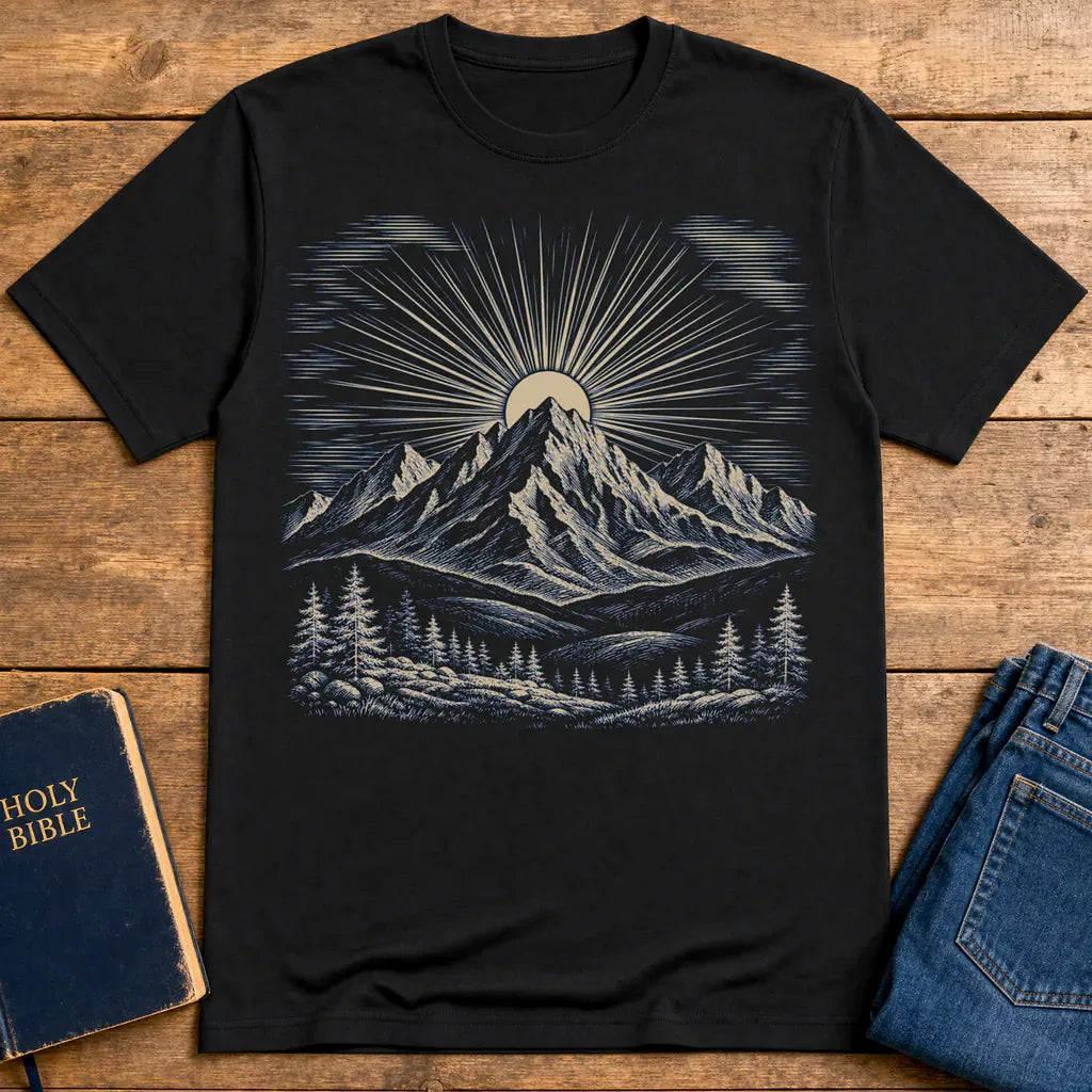 Radiant Mountain Sunrise T-Shirt - Black