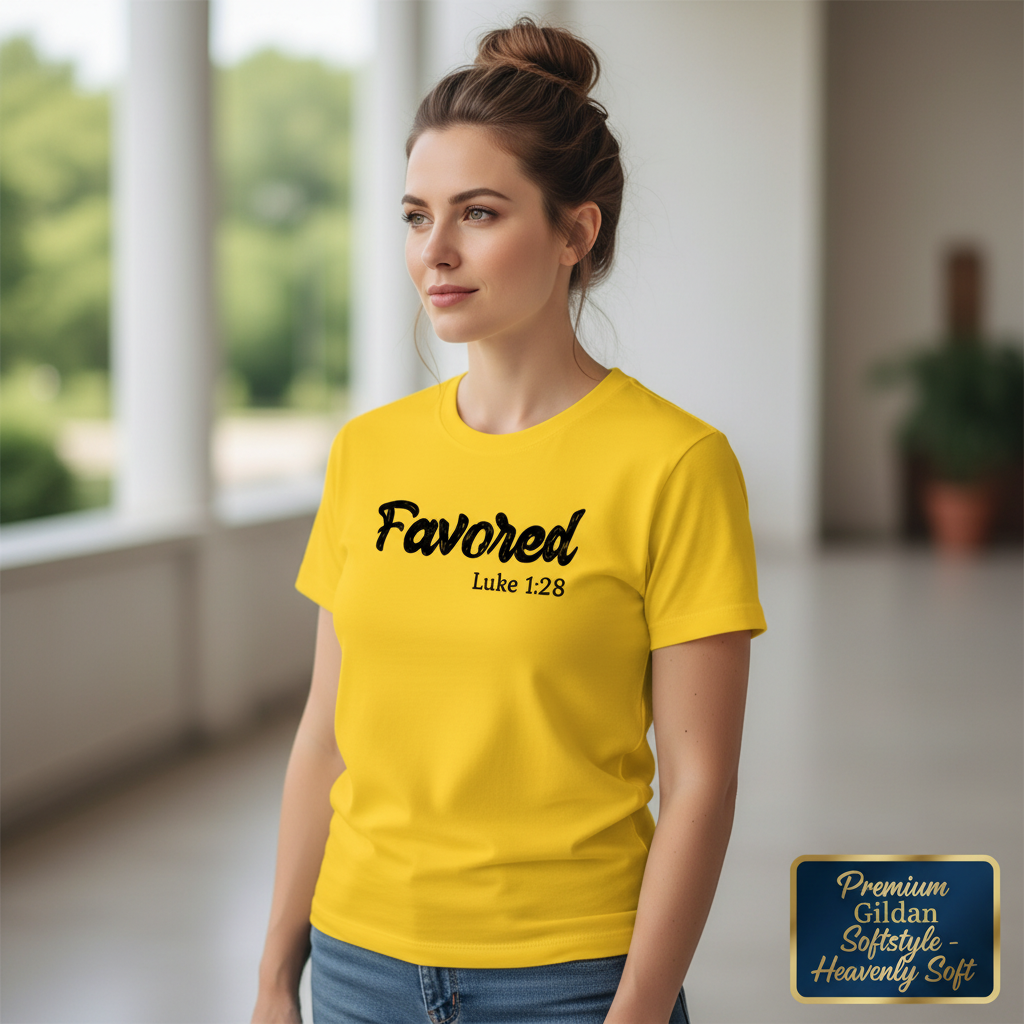 Favored Luke 1:28 T-Shirt__space