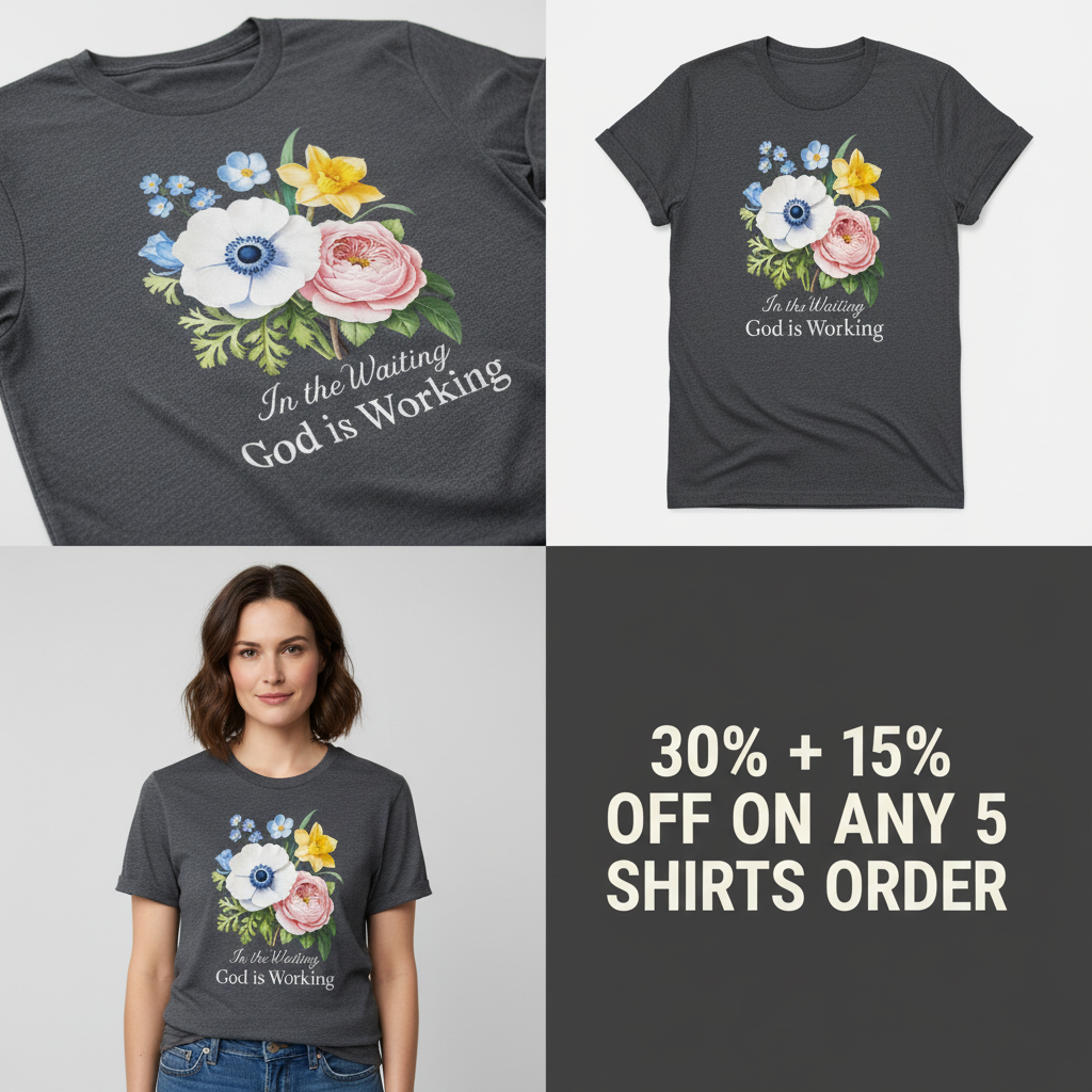God is Working Floral T-Shirt_4_panel