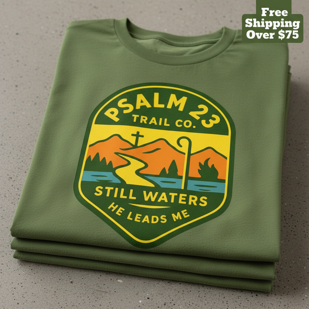 Psalm 23 Trail Co. T-Shirt_stacked_flatlay