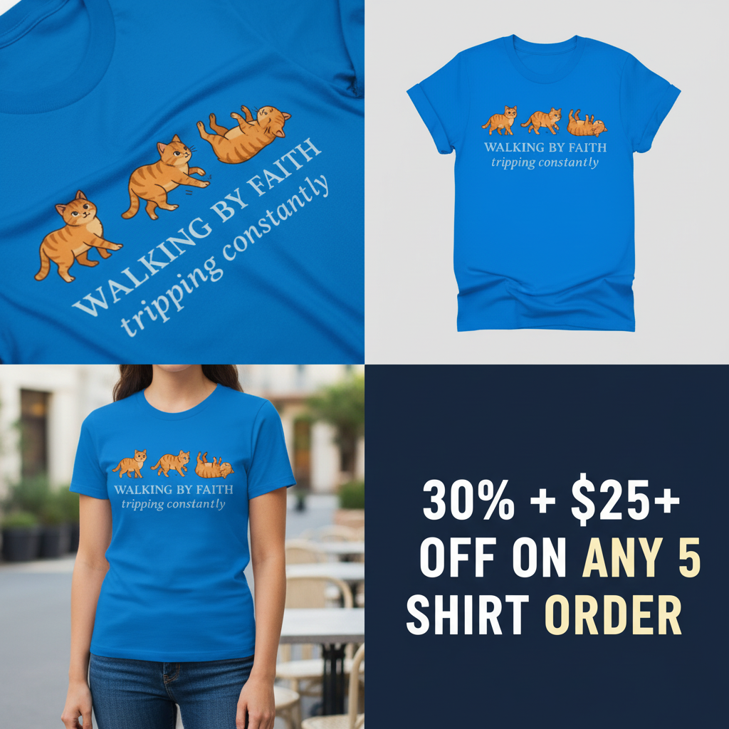 Walking By Faith Cat T-Shirt_4_panel