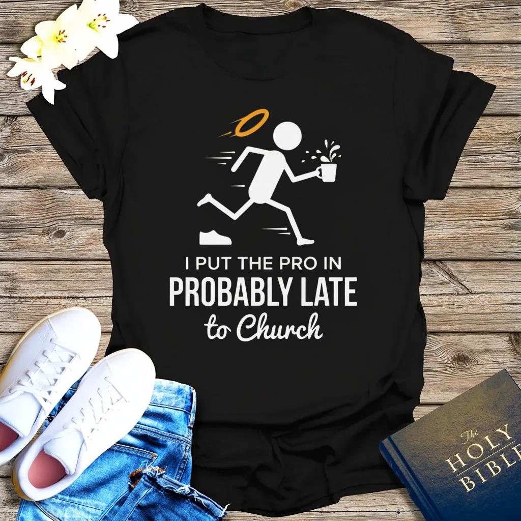 Probably Late to Church T-Shirt_triple_model