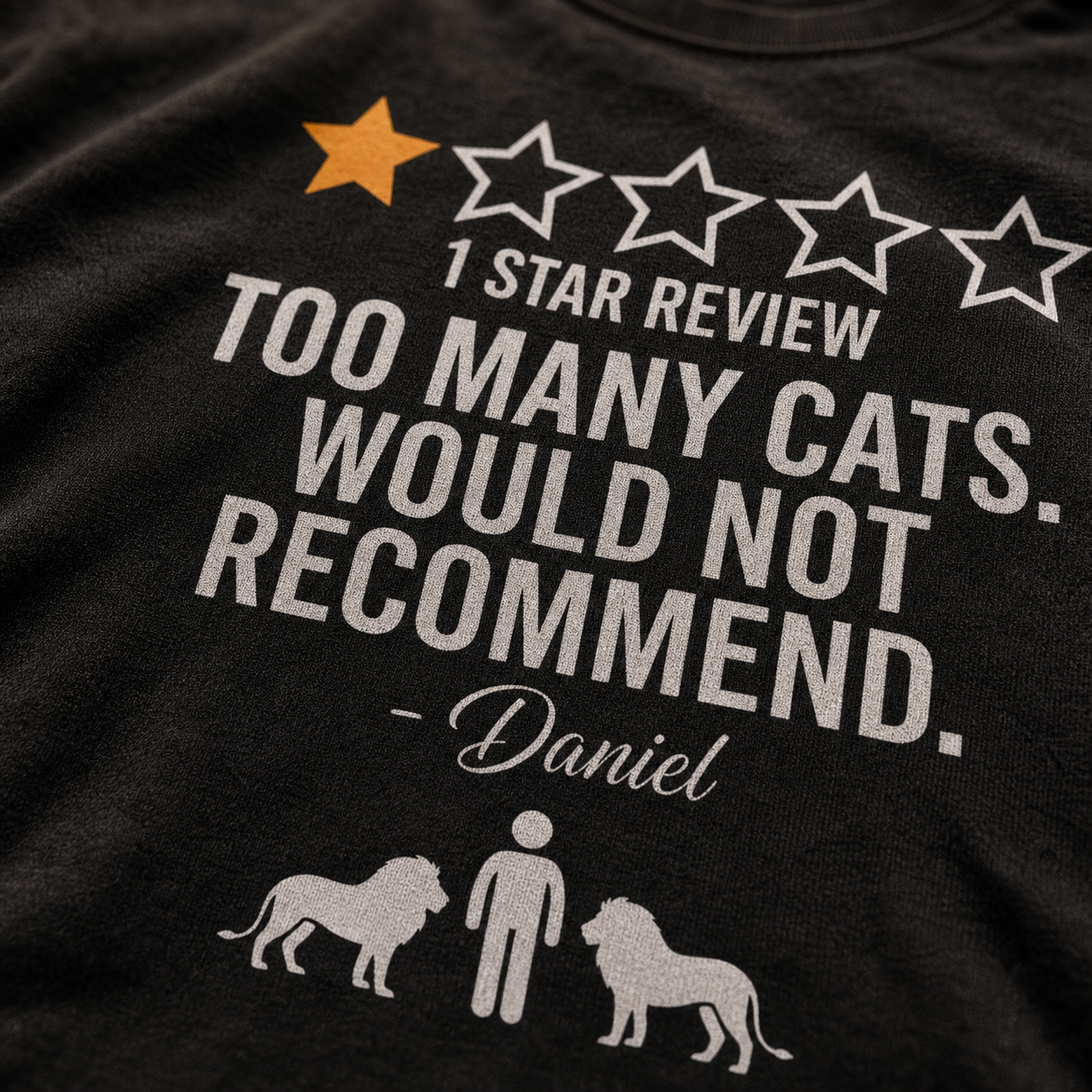 Too Many Cats One-Star Review T-Shirt_macro_detail