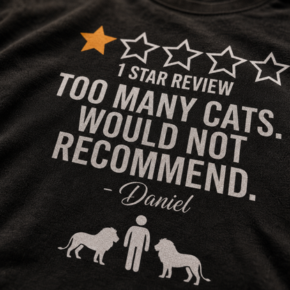 Too Many Cats One-Star Review T-Shirt_macro_detail