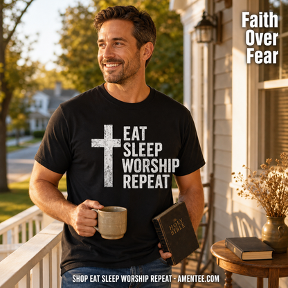 Eat Sleep Worship Repeat T-Shirt_contextual