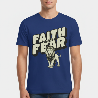 Faith Over Fear Lion T-Shirt_triple_model