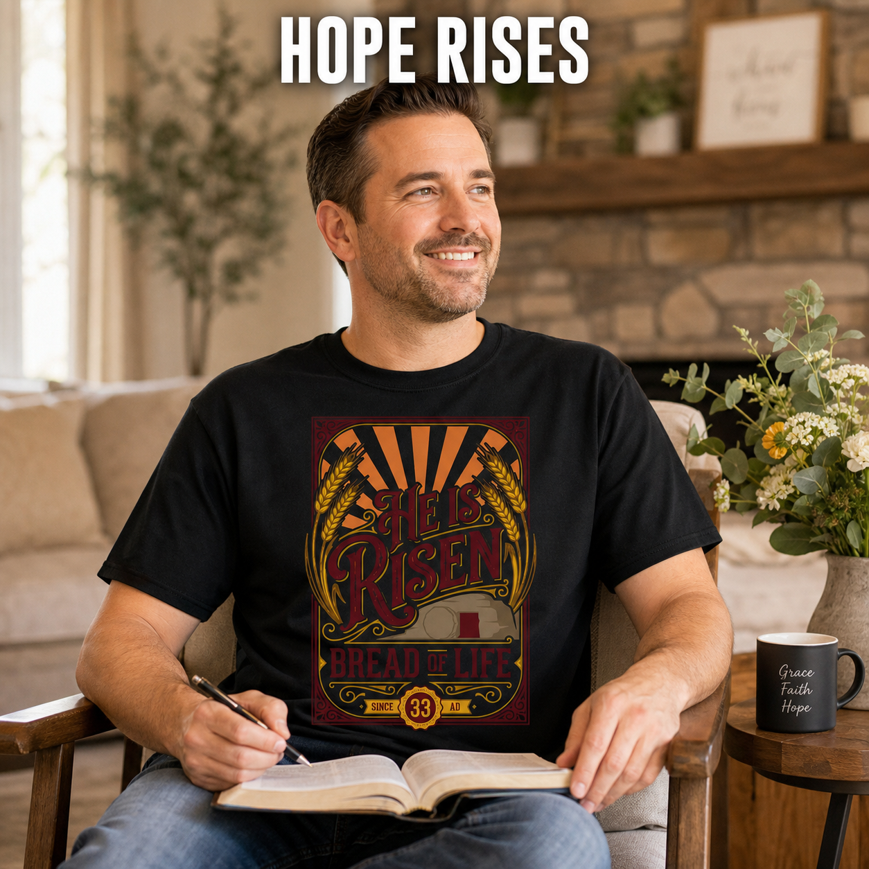 He Is Risen Bread of Life T-Shirt_ls_prop