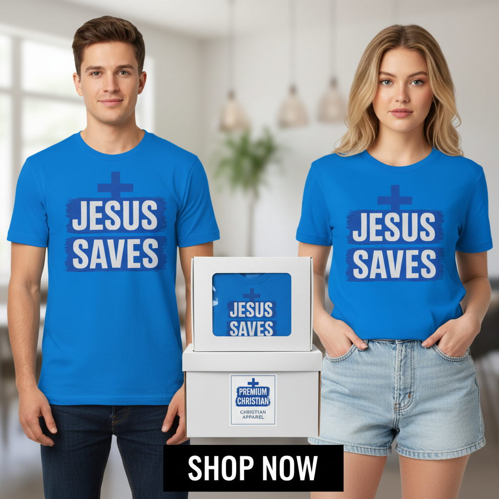 Bold Jesus Saves T-Shirt_dual_model_life