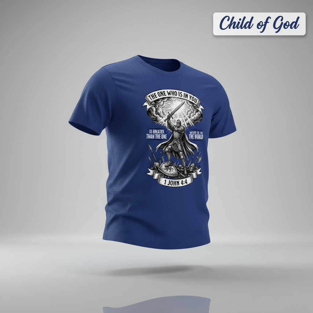 Greater Is He Warrior Scripture T-Shirt_3d_float