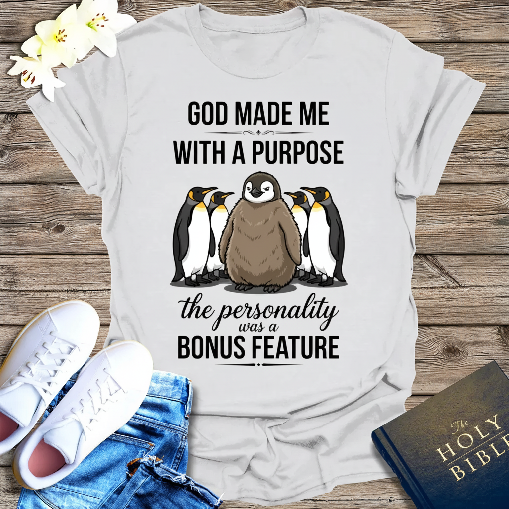 Purpose and Personality Penguin T-Shirt_triple_model