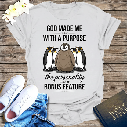Purpose and Personality Penguin T-Shirt_triple_model