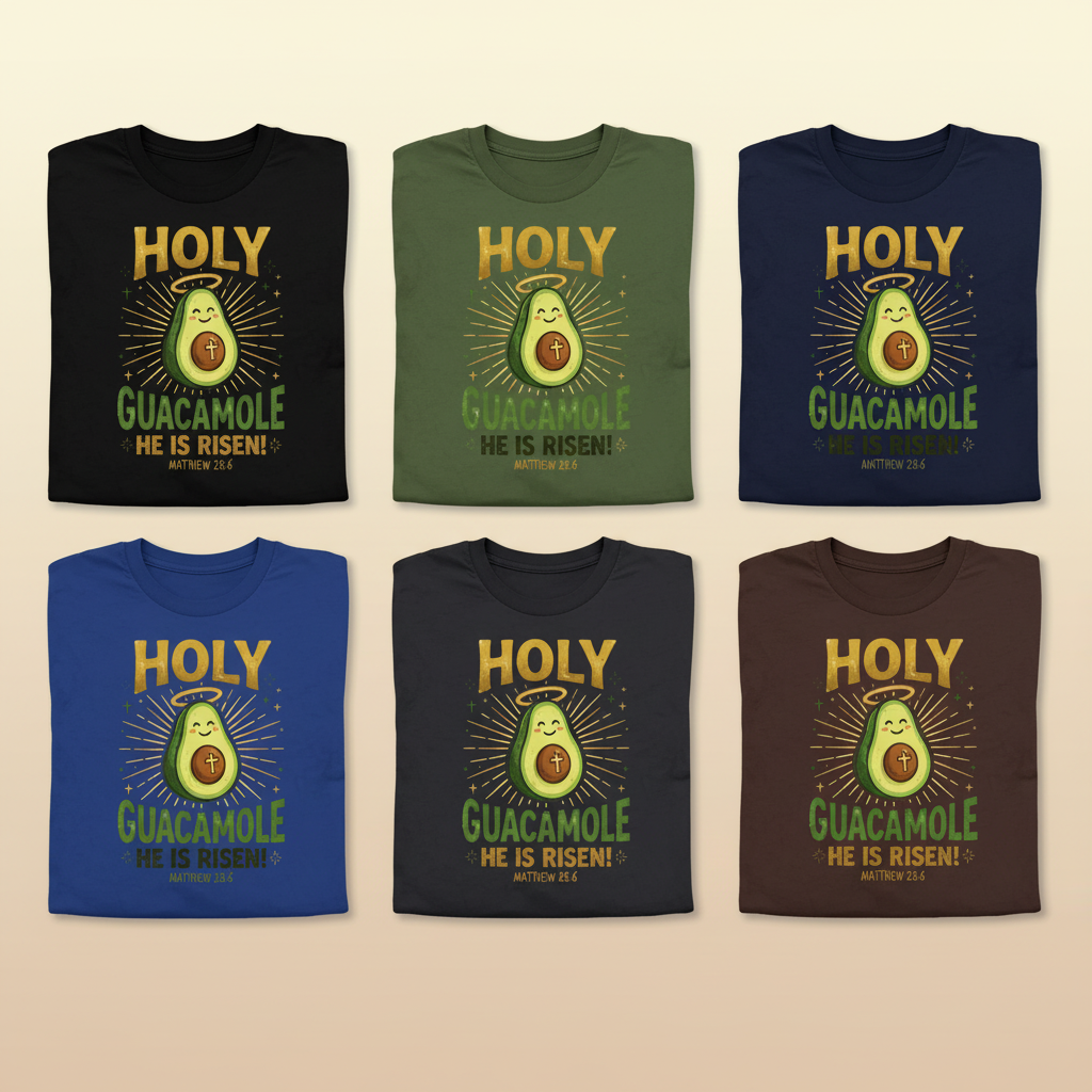 Holy Guacamole He Is Risen T-Shirt_6color_grid