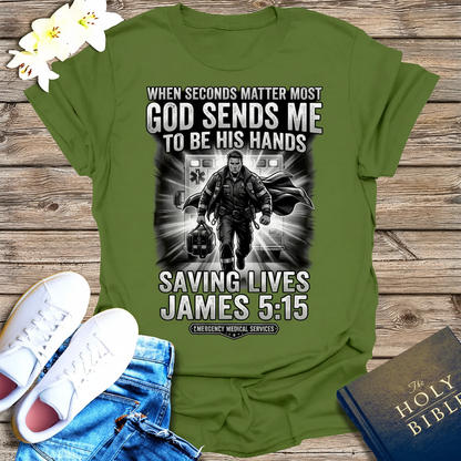 God Sends Me to Be His Hands T-Shirt_triple_model