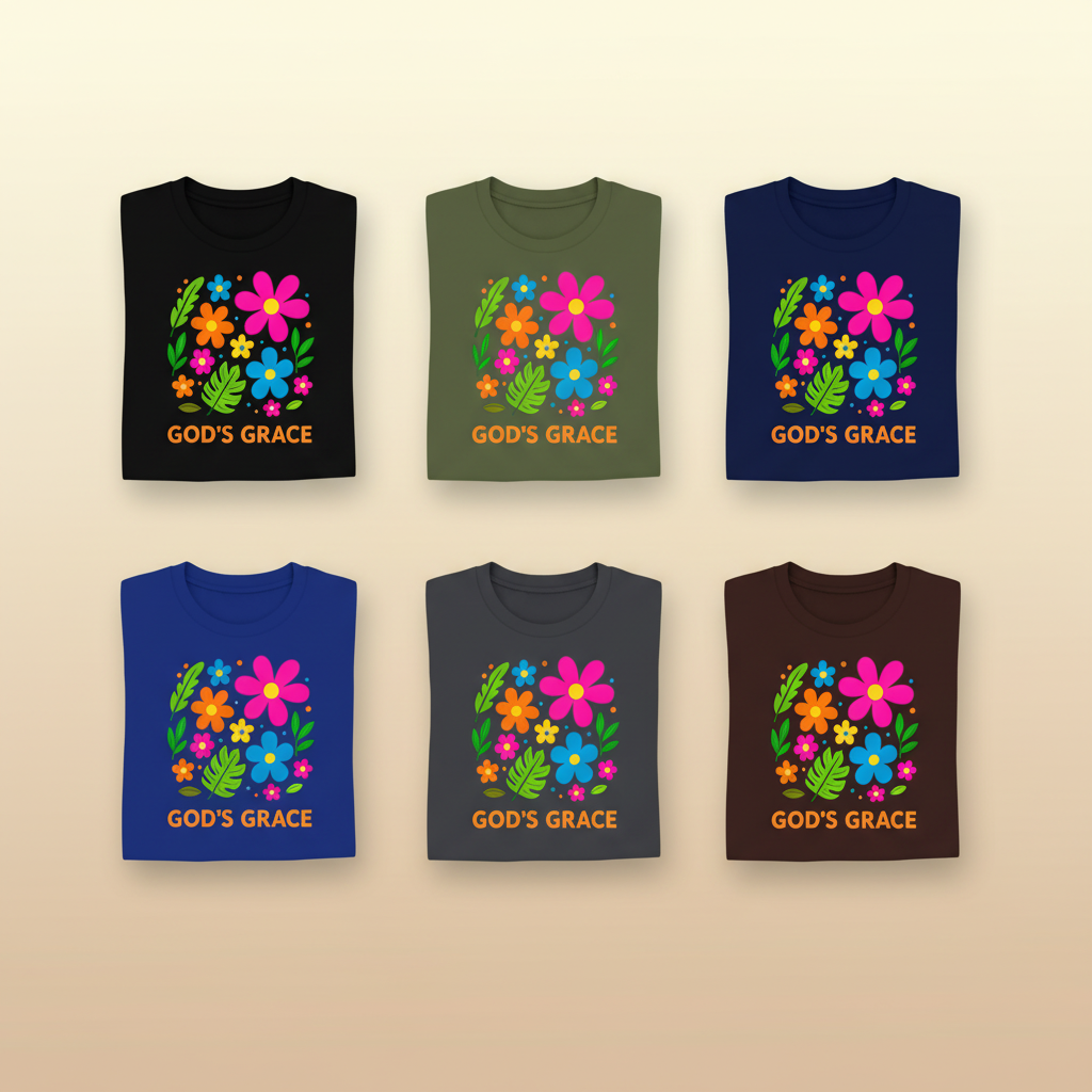 God's Grace Bloom T-Shirt_6color_grid