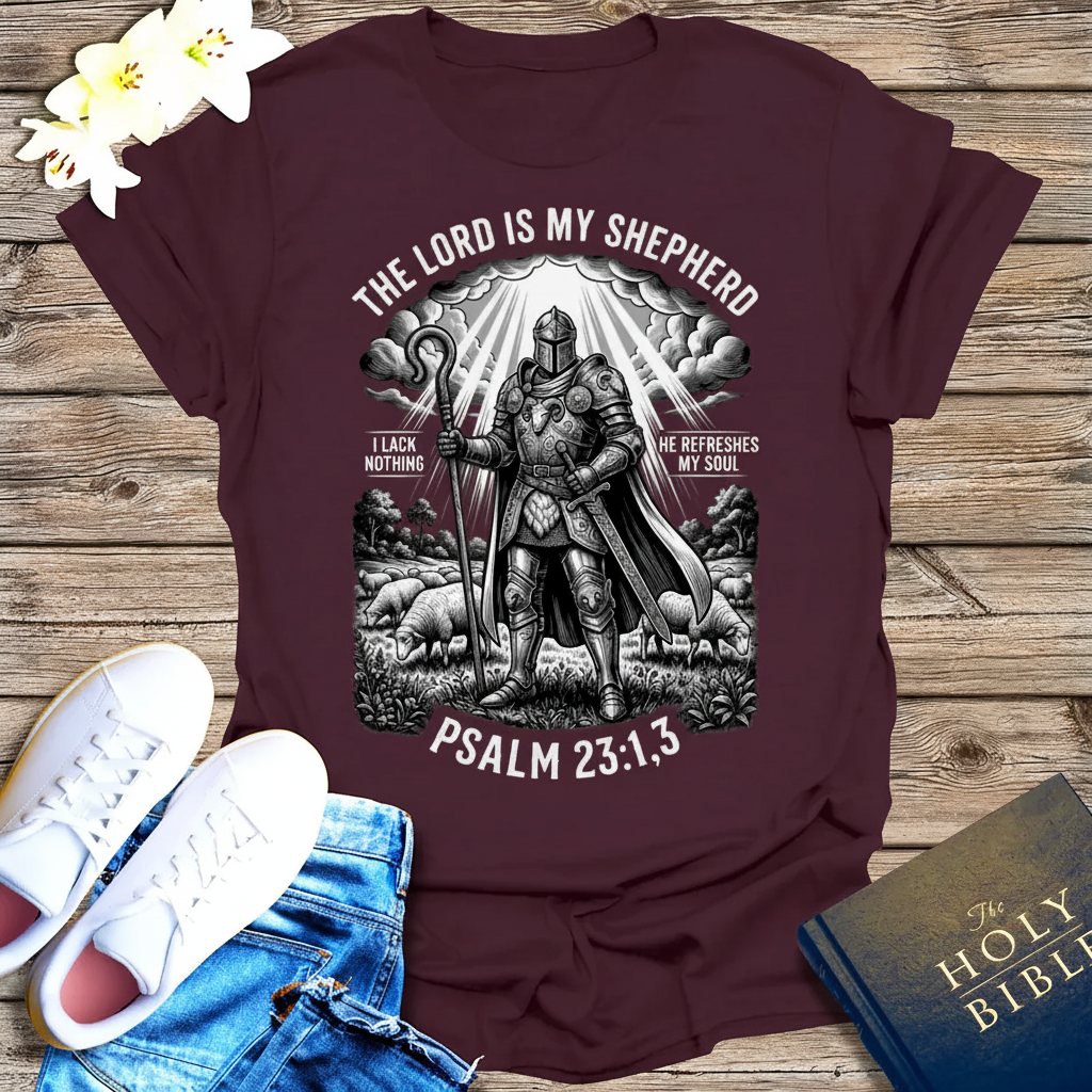 The Lord Is My Shepherd Warrior T-Shirt_dual_model_life