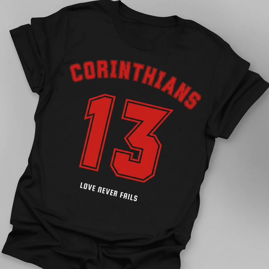 Corinthians 13 Love Never Fails T-Shirt_extreme_za