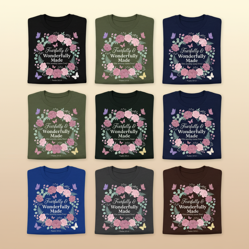 Fearfully & Wonderfully Made T-Shirt_6color_grid