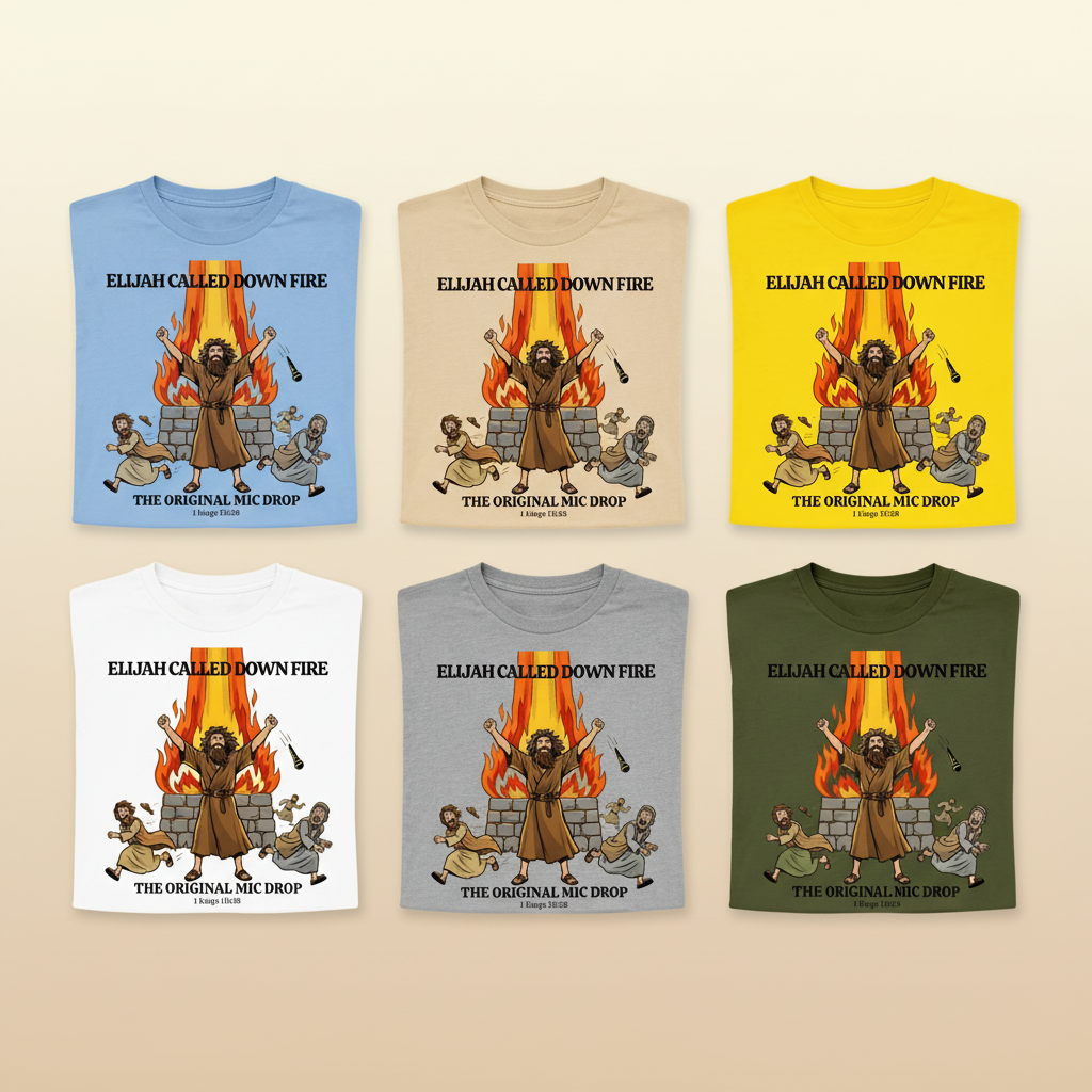 Elijah’s Fire Mic Drop T-Shirt_6color_grid