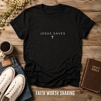 Jesus Saves T-Shirt_style_flat