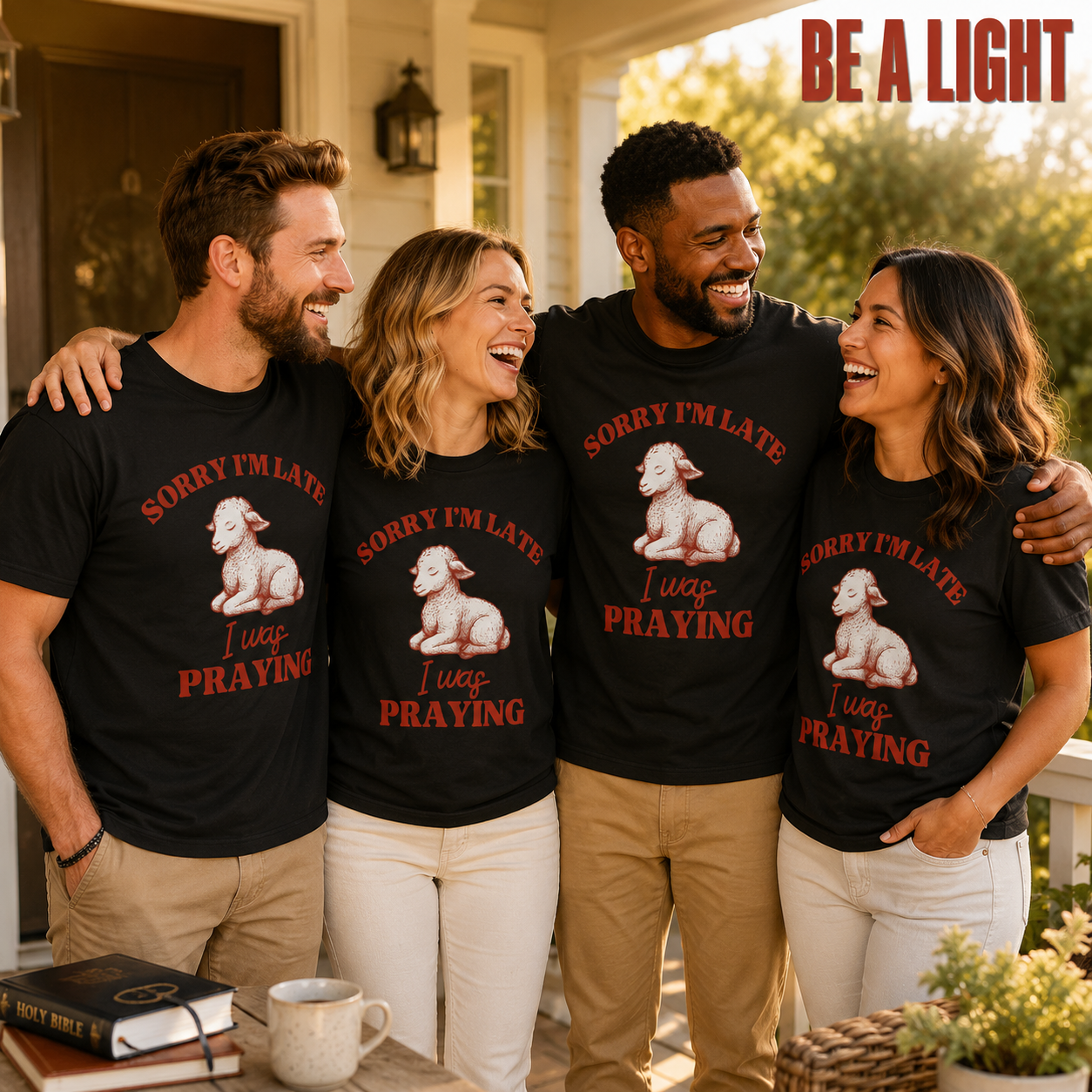 Sorry I'm Late I Was Praying T-Shirt_group_shot