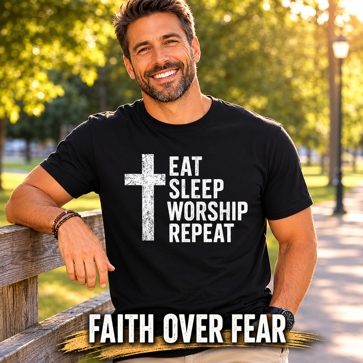 Eat Sleep Worship Repeat T-Shirt_active_outdoor
