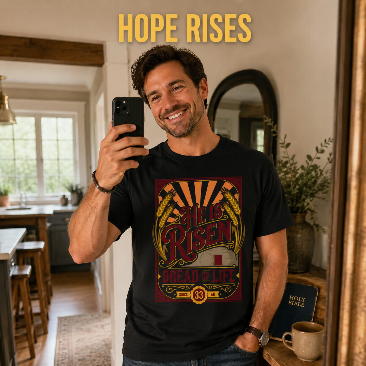He Is Risen Bread of Life T-Shirt_ugc_mirror