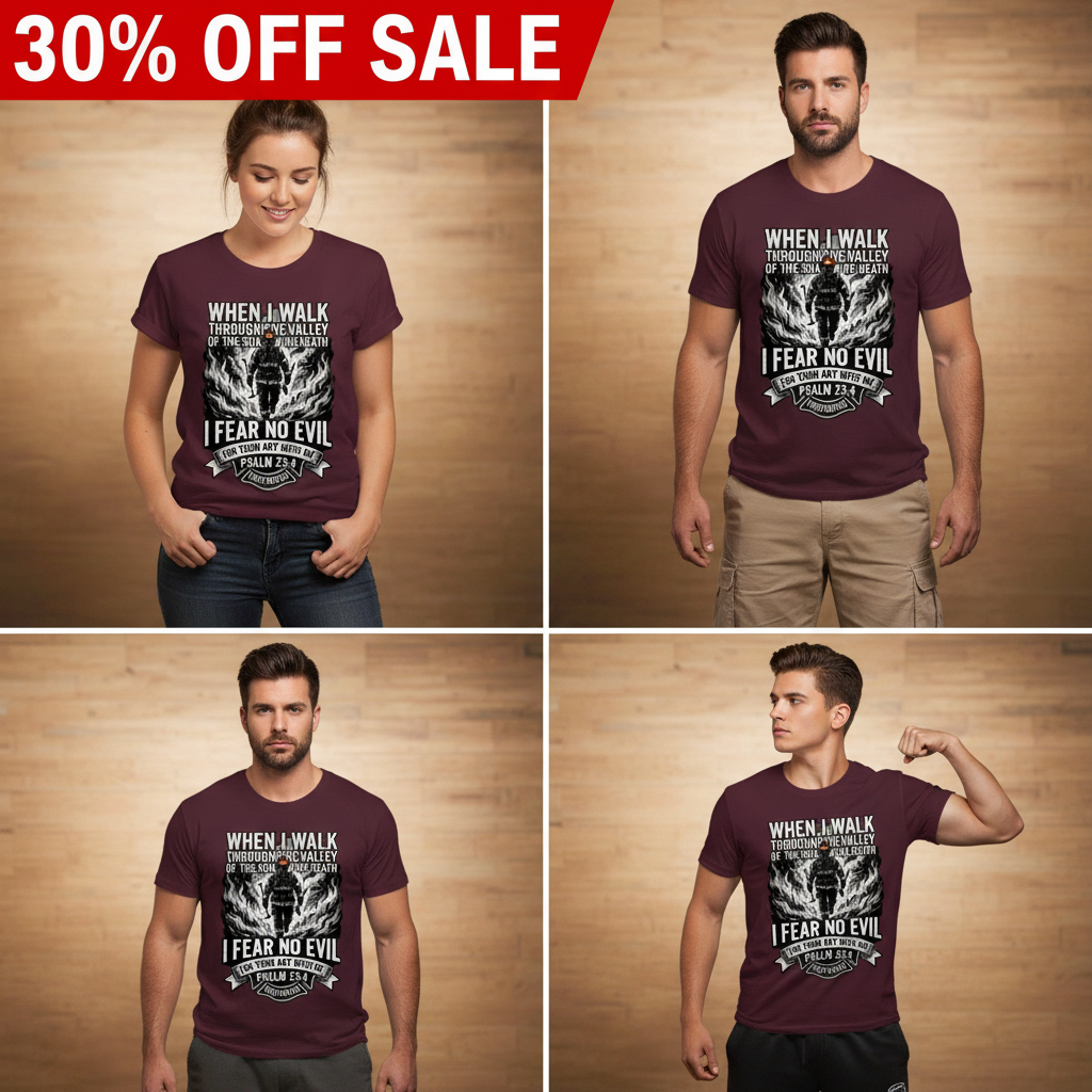 Fear No Evil Firefighter T-Shirt_triple_model