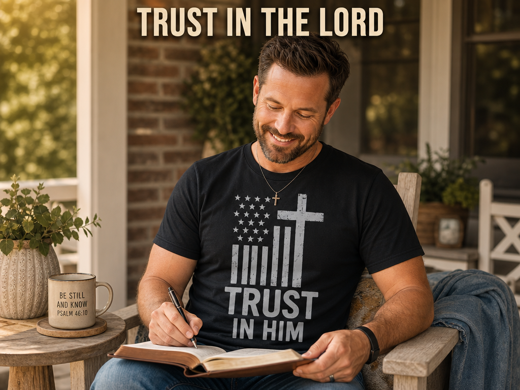 Trust In Him Cross Flag T-Shirt_ls_prop