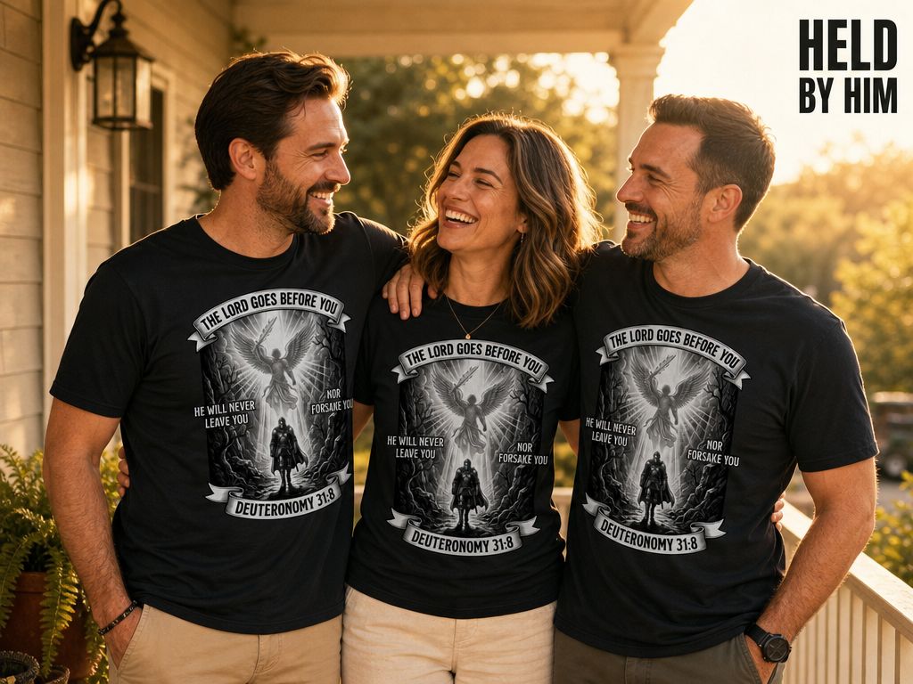 He Will Never Forsake T-Shirt_group_shot