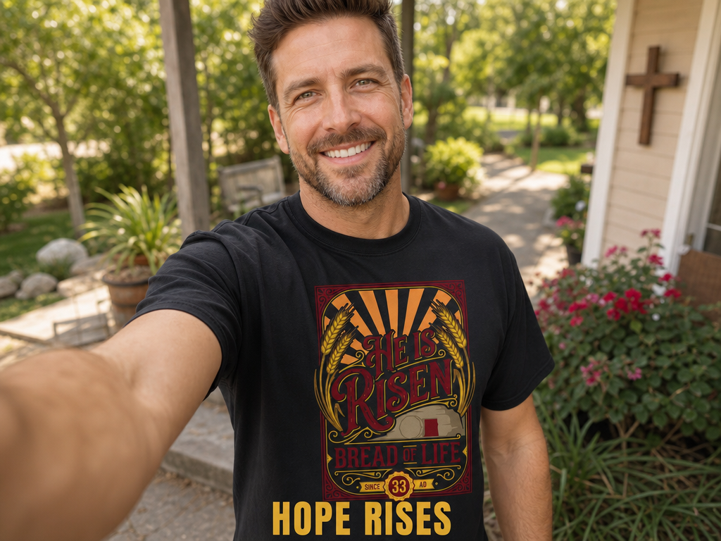 He Is Risen Bread of Life T-Shirt_ugc_outdoor