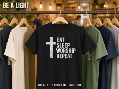 Eat Sleep Worship Repeat T-Shirt_boutique_rack
