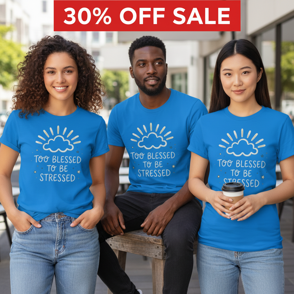 Too Blessed to Be Stressed T-Shirt_triple_model