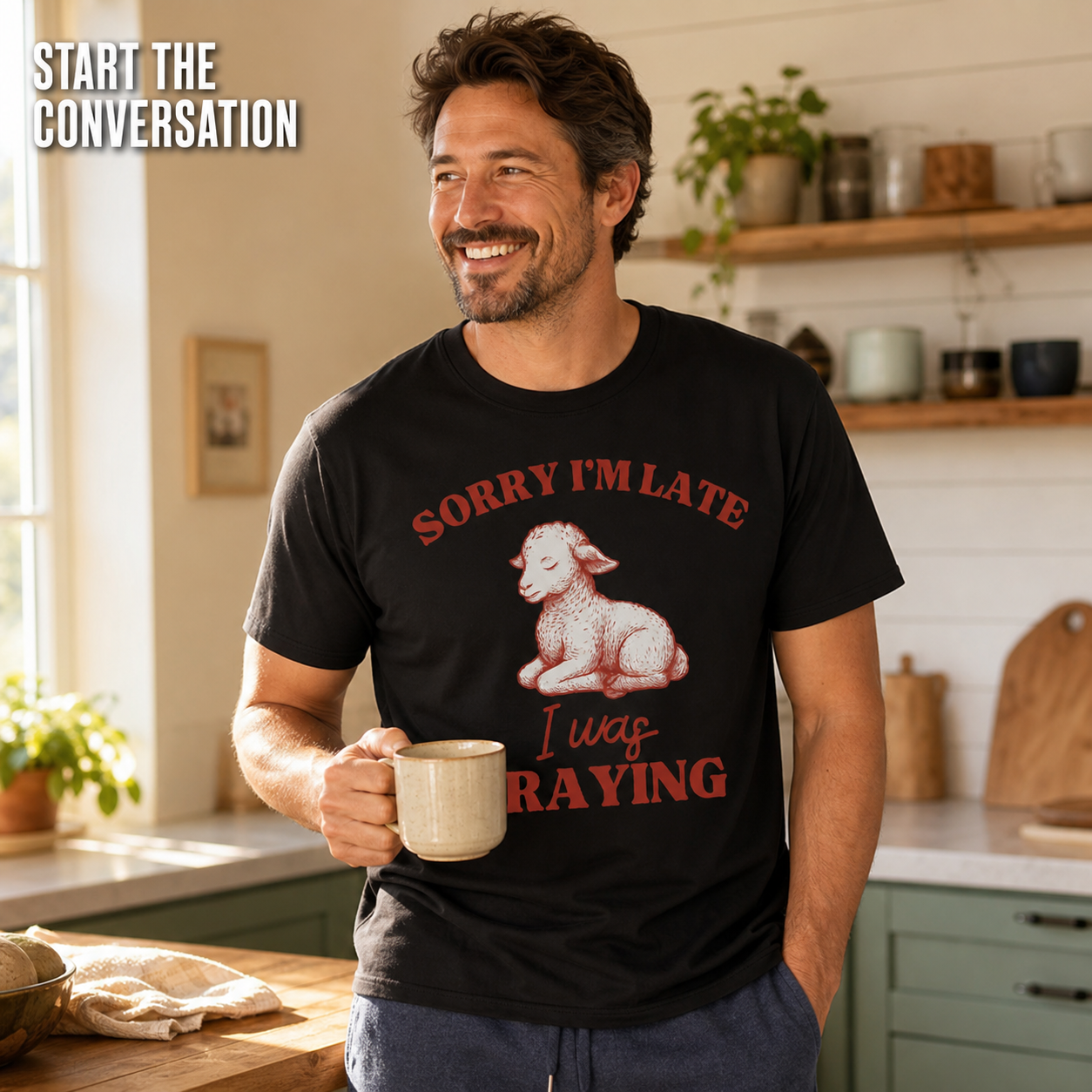 Sorry I'm Late I Was Praying T-Shirt_ls_indoor