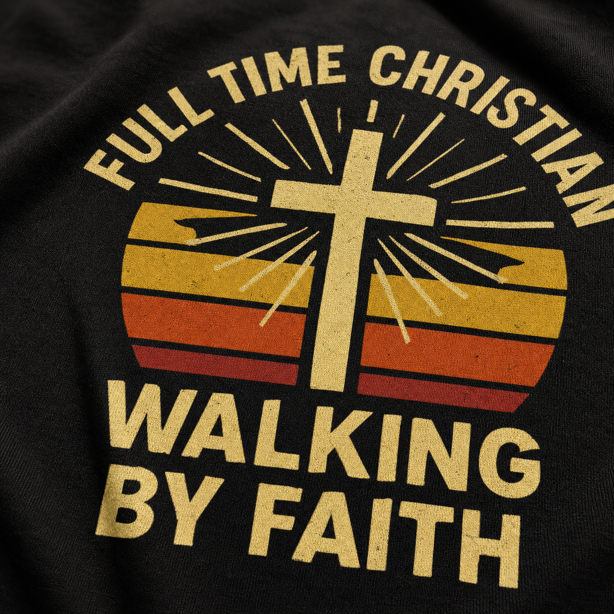 Full Time Christian Walking by Faith T-Shirt_macro_detail