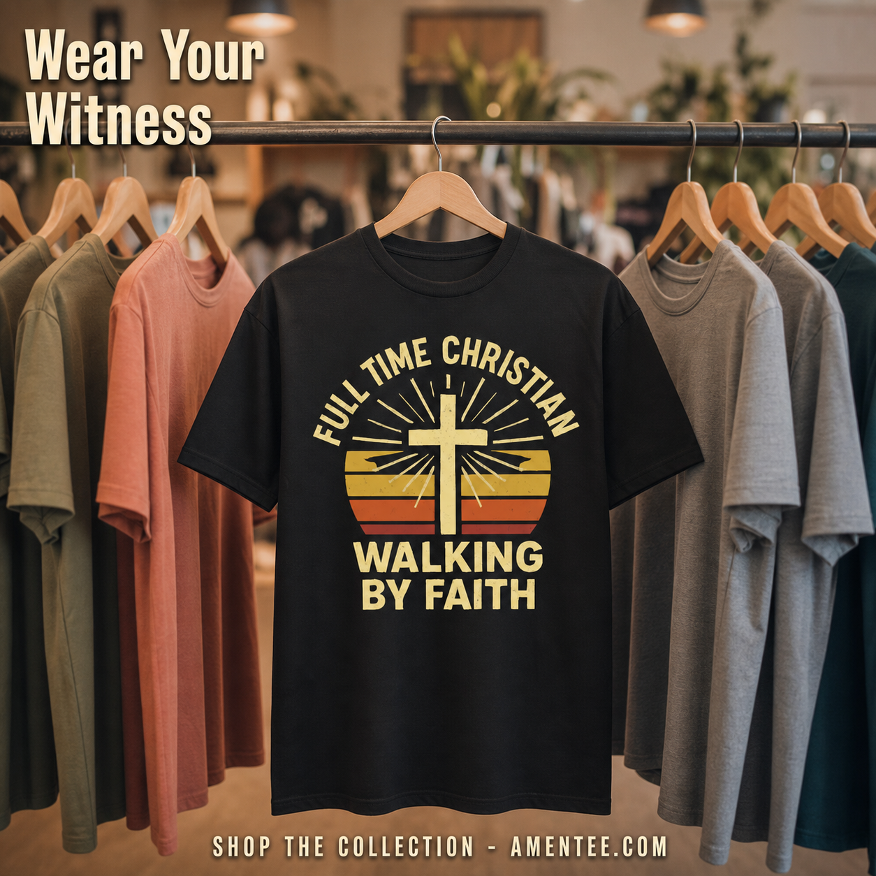 Full Time Christian Walking by Faith T-Shirt_boutique_rack