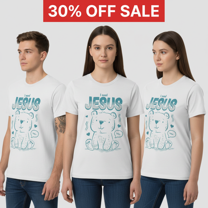 I Need Jesus Bear T-Shirt_triple_model